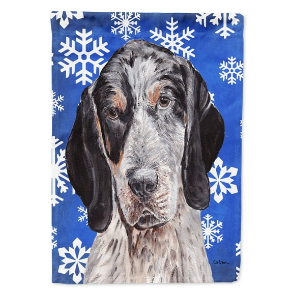 Blue Tick Coonhound Winter Snowflakes Garden Flag