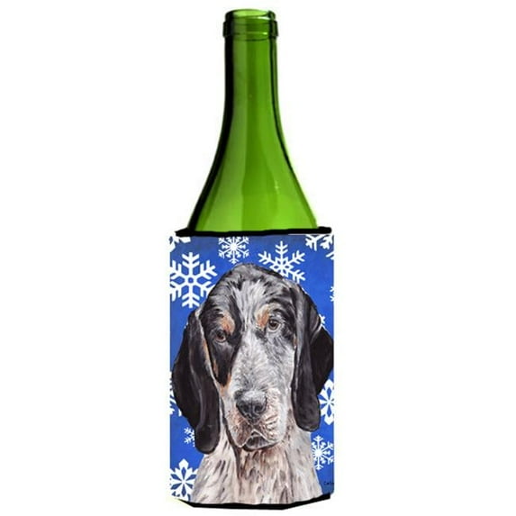 Blue Tick Coonhound Winter Snowflakes Wine bottle sleeve Hugger 24 Oz.