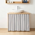 thumbnail image 1 of Blue Ticking Stripe Cabinet Curtains 11" W x 13" L, Coastal Vertical Lines Khaki Under-Desk Privacy Dust Proof Drape Dishwasher Curtain Sink Skirt for Kitchen Closet Bathroom Laundry, 1 of 9