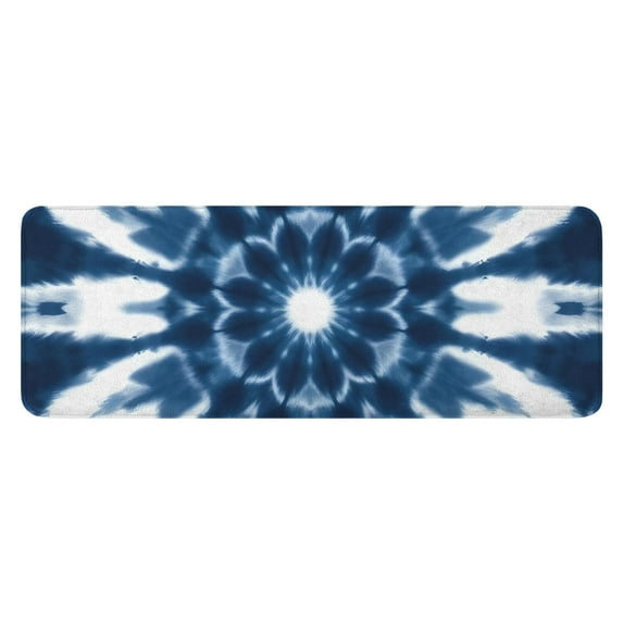 Blue Tie Dye Flower Mandala Pattern Kitchen Rug Mat,Kitchen Runner Rugs Non Skid Washable,Decorative Kitchen Floor Mats for Kitchen,Sink,Laundry,17"x47.2"