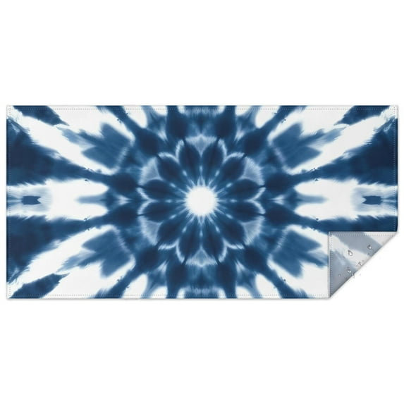 Blue Tie Dye Flower Mandala Pattern Rectangle Tablecloth 60"x120",Waterproof Polyester Rectangle Table Cloth, Wipeable Spillproof Polyester Tablecloth for Dining, Camping, Indoor and Outdoor