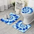 thumbnail image 1 of Blue Tie Dye Mandala Pattern Bathroom Rugs Sets 3 Piece,Toilet Cover Set,Absorbent Non Slip Bathroom Mats Sets with U-Shaped Contour Rug Toilet Rug Set, 1 of 5