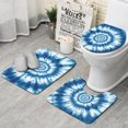 thumbnail image 1 of Blue Tie Dye Mandala Pattern Bathroom Rugs Sets 3 Piece,Toilet Cover Set,Absorbent Non Slip Bathroom Mats Sets with U-Shaped Contour Rug Toilet Rug Set, 1 of 5