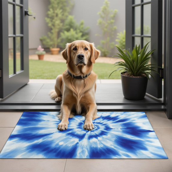 Blue Tie Dye Mandala Pattern Door Rugs,Washable Non Slip Door Mats Indoor,Decorative Door Mats,Entry Mat Indoor for Entrance,Bedroom,Kitchen,Bathroom,20"x32"