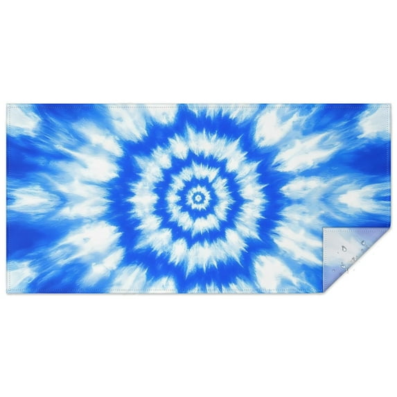 Blue Tie Dye Mandala Pattern Rectangle Tablecloth 60"x120",Waterproof Polyester Rectangle Table Cloth, Wipeable Spillproof Polyester Tablecloth for Dining, Camping, Indoor and Outdoor