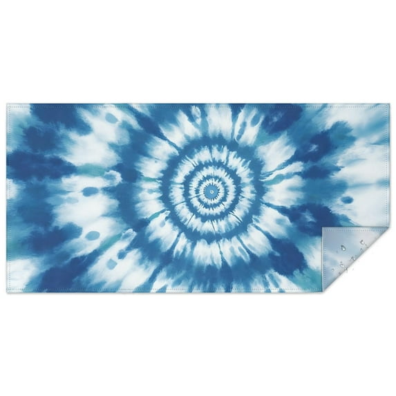 Blue Tie Dye Mandala Pattern Rectangle Tablecloth 60"x120",Waterproof Polyester Rectangle Table Cloth, Wipeable Spillproof Polyester Tablecloth for Dining, Camping, Indoor and Outdoor