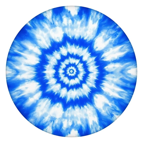 Blue Tie Dye Mandala Pattern Round Fitted Tablecloth with Elastic Edge,Dining Table Cover Waterproof,Outdoor Round Tablecloth for Camping,Dining,Indoor and Outdoor