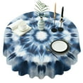 thumbnail image 1 of Blue Tie Dye Mandala Pattern Round Tablecloth 60"x60",Wrinkle Wipeable Table Cloth for Kitchen Dining Room Picnic Patio Party, 1 of 6