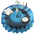 thumbnail image 1 of Blue Tie Dye Mandala Pattern Round Tablecloth 60"x60",Wrinkle Wipeable Table Cloth for Kitchen Dining Room Picnic Patio Party, 1 of 6