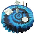 thumbnail image 1 of Blue Tie Dye Mandala Pattern Round Tablecloth 60"x60",Wrinkle Wipeable Table Cloth for Kitchen Dining Room Picnic Patio Party, 1 of 6