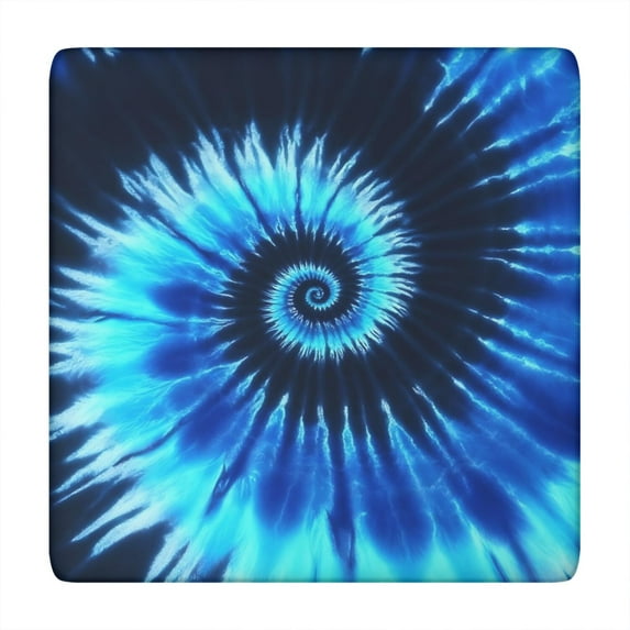 Blue Tie Dye Mandala Pattern Square Fitted Tablecloth with Elastic Edge,Square Table Cover,Washable Elastic Table Cover for Home Kitchen Party Decor 34"x34"