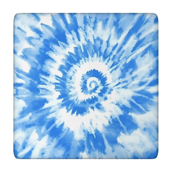Blue Tie Dye Pattern Square Fitted Tablecloth with Elastic Edge,Square Table Cover,Washable Elastic Table Cover for Home Kitchen Party Decor 34"x34"