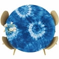 thumbnail image 1 of Blue Tie Dye Round Tablecloth 45-54 Inch Round Fitted Table Cloth with Elastic Edge, Boho Ethnic Abstract Ombre Pattern Art Waterproof Table Cover Protector for Outdoor Picnic Party Dining, 1 of 6