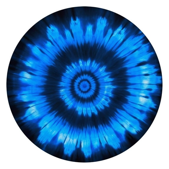 Blue Tie Dye Spiral Pattern Round Fitted Tablecloth with Elastic Edge,Dining Table Cover Waterproof,Outdoor Round Tablecloth for Camping,Dining,Indoor and Outdoor