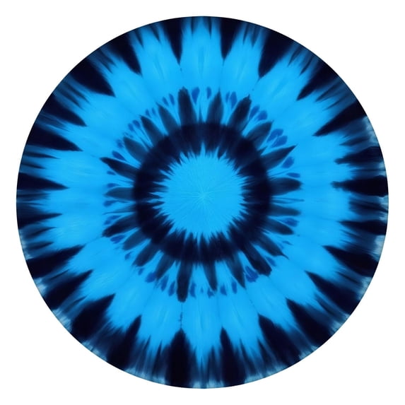 Blue Tie Dye Spiral Pattern Round Fitted Tablecloth with Elastic Edge,Dining Table Cover Waterproof,Outdoor Round Tablecloth for Camping,Dining,Indoor and Outdoor