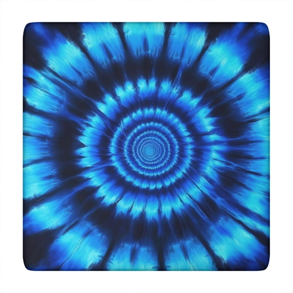 Blue Tie Dye Spiral Pattern Square Fitted Tablecloth with Elastic Edge,Square Table Cover,Washable Elastic Table Cover for Home Kitchen Party Decor 34"x34"