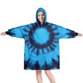 thumbnail image 1 of Blue Tie Dye Spiral Pattern Wearable Oversized Blanket,Wearable Blanket Hoodie for Adults,Cozy Hooded Blankets with Super Pockets,Super Warm Fuzzy Pullover for Women & Men, 1 of 6