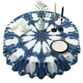 thumbnail image 1 of Blue Tie Dye Star Pattern Round Tablecloth 60"x60",Wrinkle Wipeable Table Cloth for Kitchen Dining Room Picnic Patio Party, 1 of 6