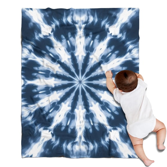 Blue Tie Dye Starburst Pattern Blanket,Comfortable Soft Flannel Throw Blanket,All Season,Warm Lightweight Blankets for Sofa Bed Couch Living Room Chair,30"x40"