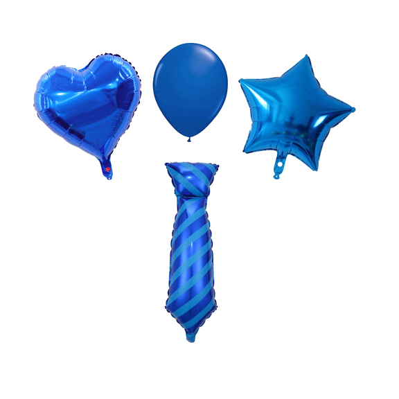 Blue Tie Party Balloon Bouquet Set Graduation Prom Decor Foil & Latex
