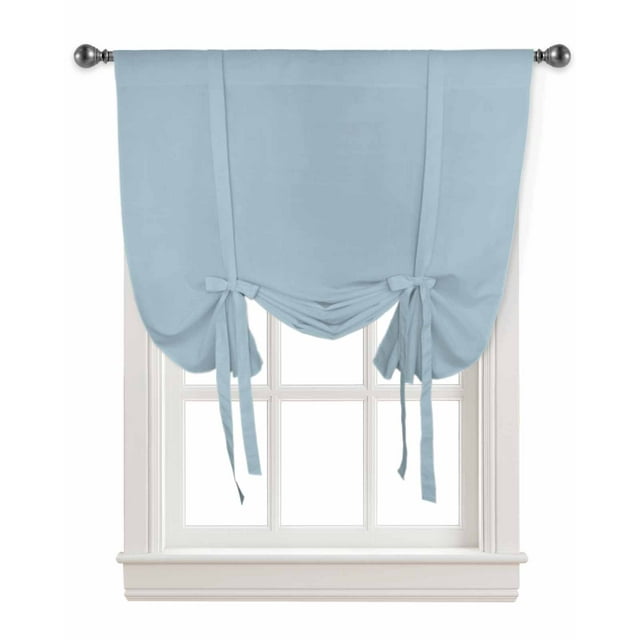 Blue Tie Up Curtains for Kitchen Bathroom Bedroom Windows 54 Inch Length, Pure Sky Blue Solid Color Simple Minimalism Art Balloon Drape Curtains Shade Rod Pocket Drapery Curtain Panel, 42"x63"
