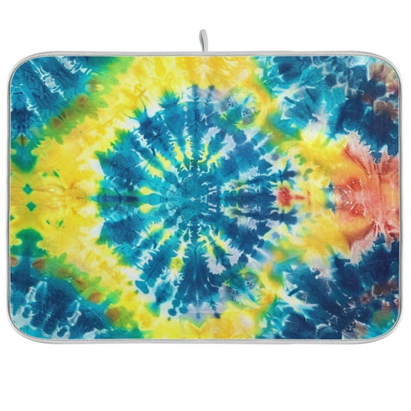Blue Tie-dye Dish Drying Mats Kitchen Mat Microfiber Counter Absorbent Dish Pad Drainer Rack 16"x18"