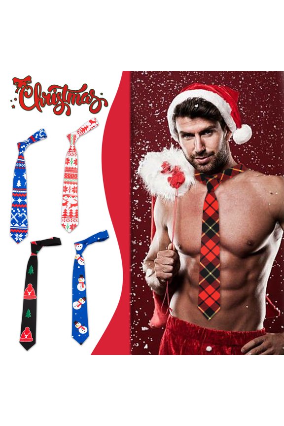 Blue Ties for Men Necktie Tie Pattern for Party Men's Christmas Ties Polyester Cool Mens Neckties - Holiday Stocking Stuffers for Men One Size