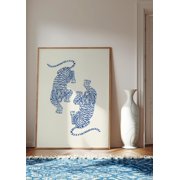 Blue Tiger Animal Poster Preppy Dorm Wall Art, 16x24 UNFRAMED