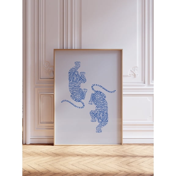Blue Tiger Animal Preppy Dorm Wall Decor Version One, Unframed Paper Print