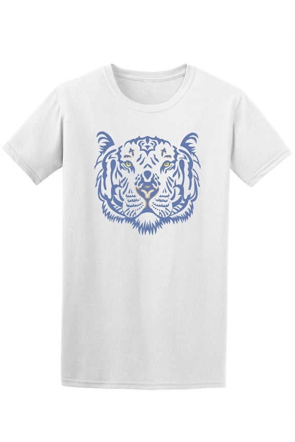 Blue Tiger Face T-Shirt Men -Image by Shutterstock, Male Large