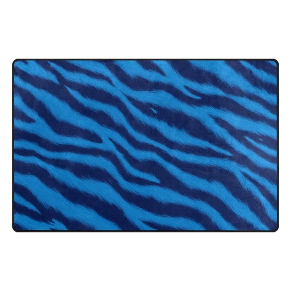 Blue Tiger Pattern Memory Foam Area Rug 31"x20" Non Slip, Absorbent, Fade Proof for Living Room, Bedroom, Office
