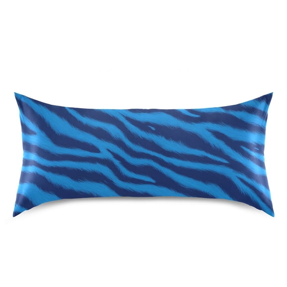 Blue Tiger Pattern Pillow Case Standard Size Silky Satin Pillow Cover for Bedroom 20x26 Inch