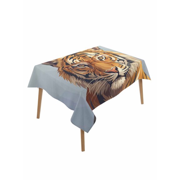 Blue Tiger Table Cloth, Waterproof Tablecloth for Rectangle Tables, Funny Animals Modern Art Reusable Washable Fabric Table Cover for Restaurant Kitchen Dining Tables 60"x84"