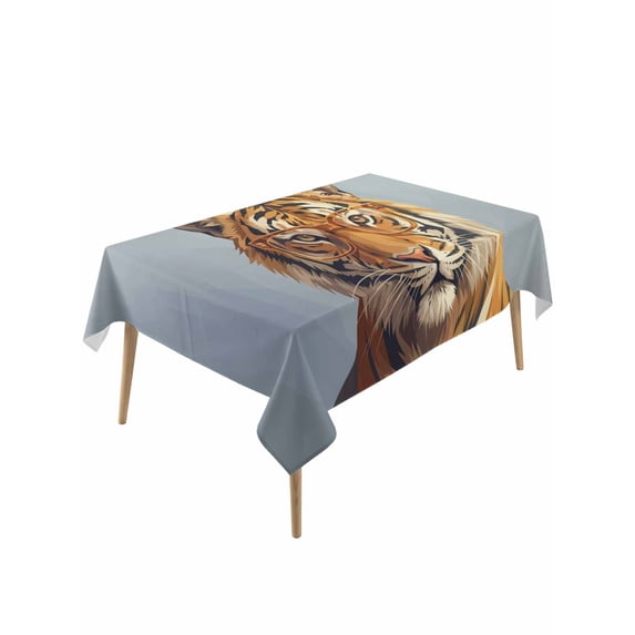 Blue Tiger Table Cloth, Waterproof Tablecloth for Rectangle Tables, Funny Animals Modern Art Reusable Washable Fabric Table Cover for Restaurant Kitchen Dining Tables 60"x120"