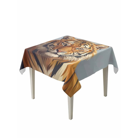 Blue Tiger Table Cloth, Waterproof Tablecloth for Square Tables, Funny Animals Modern Art Reusable Washable Fabric Table Cover for Restaurant Kitchen Dining Tables 54"x54"