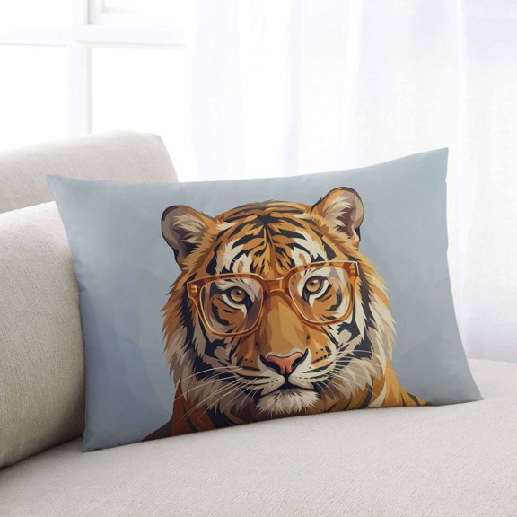 Blue Tiger Throw Pillow Covers, Funny Animals Modern Art Soft Breathable Pillow Cases with Invisible Zipper for Sleeping, Queen Size Pillowcases for Couch Bed Sofa Chair 20x30 Inches
