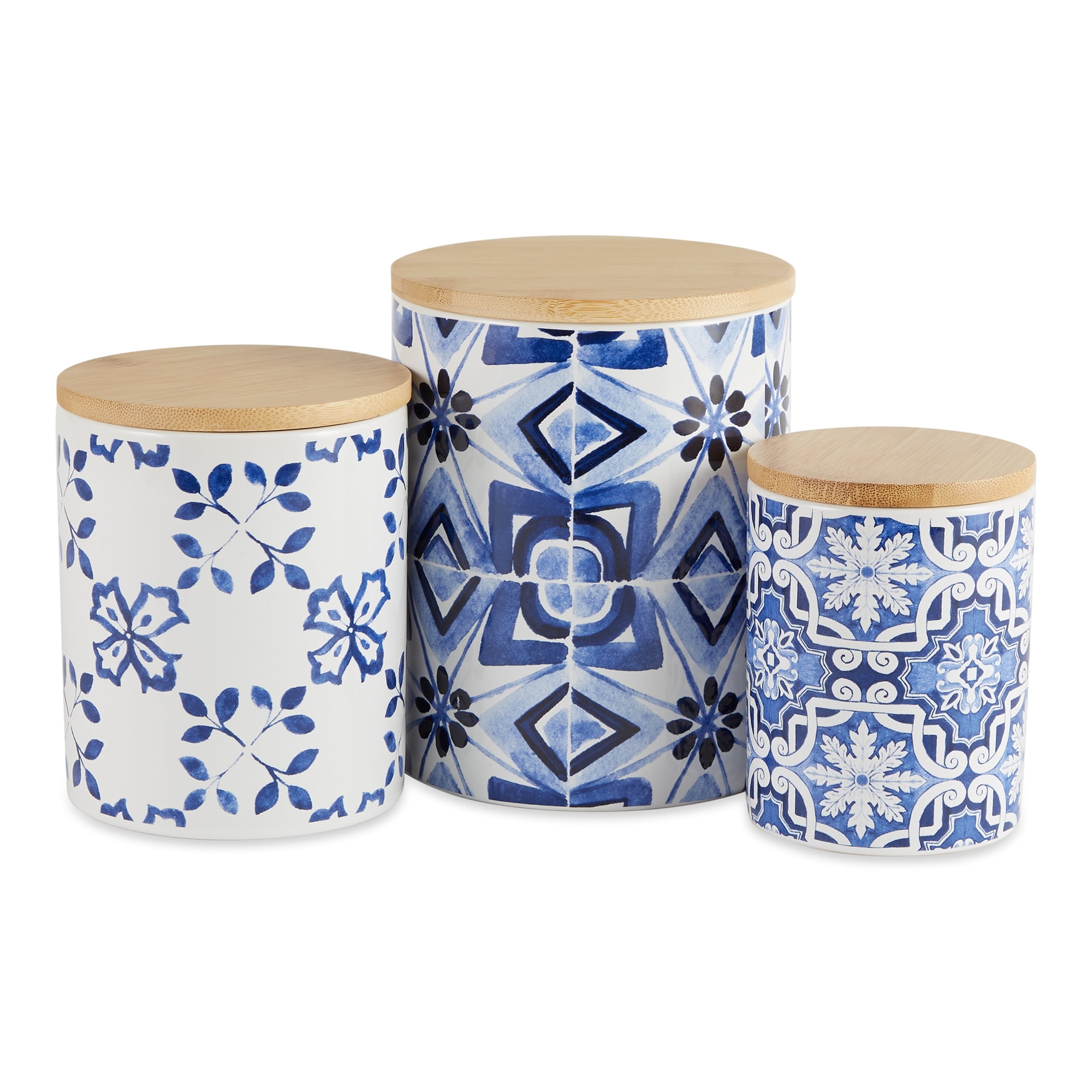 Blue Shells Ceramic Canisters - Set of 4