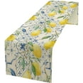 thumbnail image 1 of Blue Tile Lemon Table Runner, Italian Navy Blue Burlap Watercolor Flower Lemon Olive Summer Fruit Dinner Table Runners Farmhouse Coffee Table Home Kitchen Dresser Decor for Party Holiday 13"x90", 1 of 6