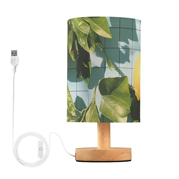 Blue Tile Lemons Sunshine Table Lamp with USB Port LED Warm Light Lamp Night Light Home Decor