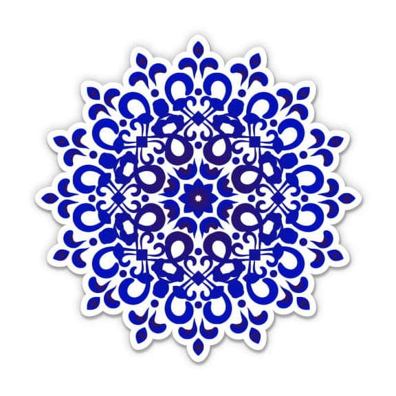 Blue Tile Mandala Pretty Spanish - 3" Vinyl Sticker - For Car Laptop I-Pad Phone Helmet Hard Hat - Waterproof Decal