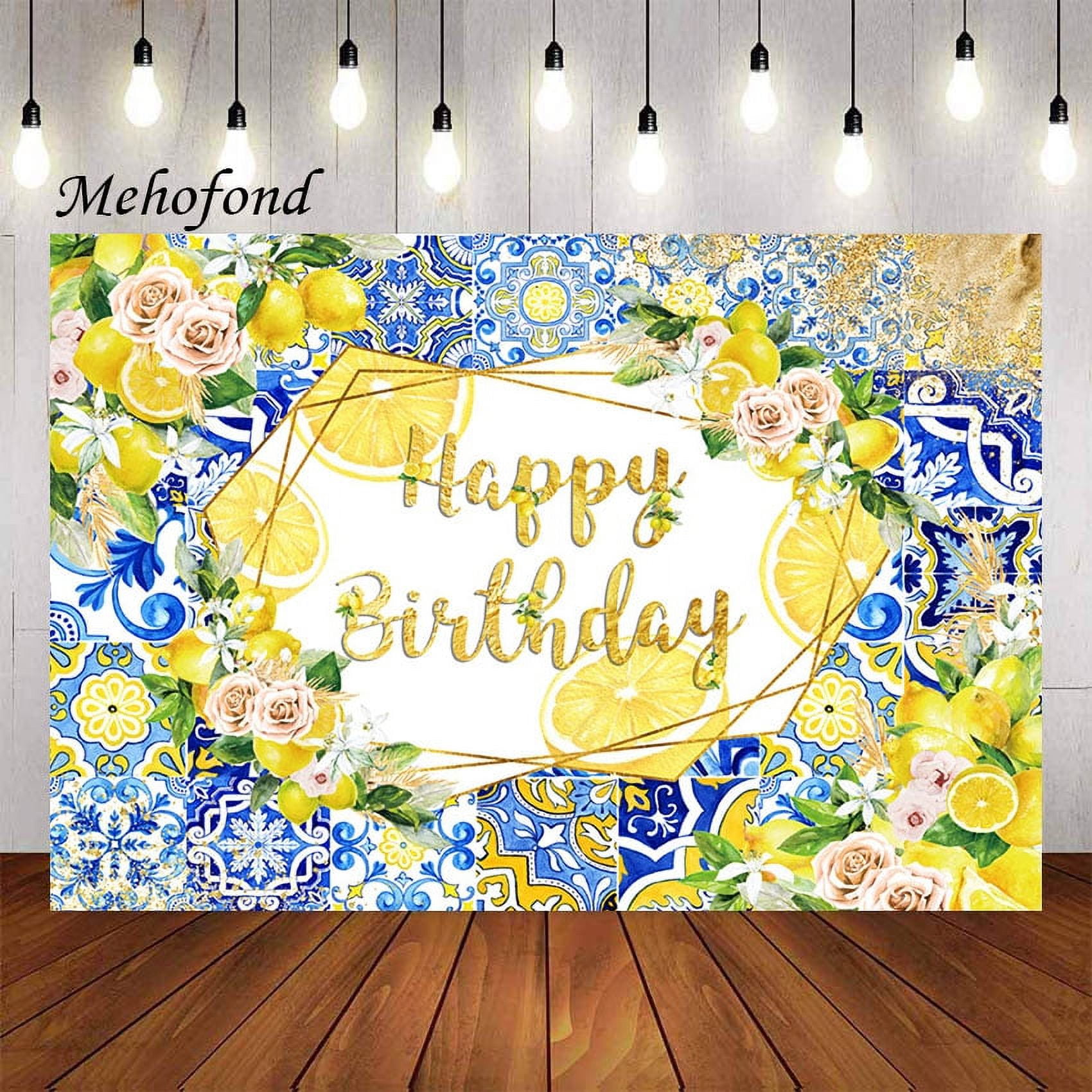 Mediterranean Lemon Custom Name Birthday Backdrop