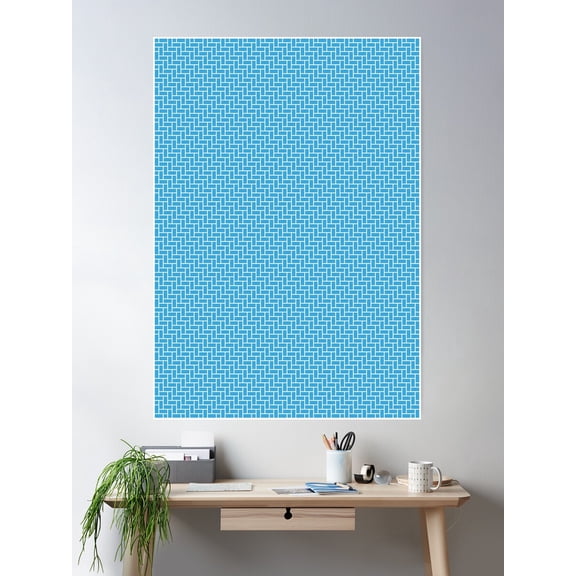 Blue Tiles Poster Wall Art, Modern Wall Decor For Living Room Bedroom, 12x18 UNFRAMED