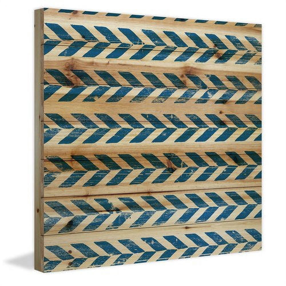 "Blue Tire Tracks" Painting Print on Natural Pine Wood