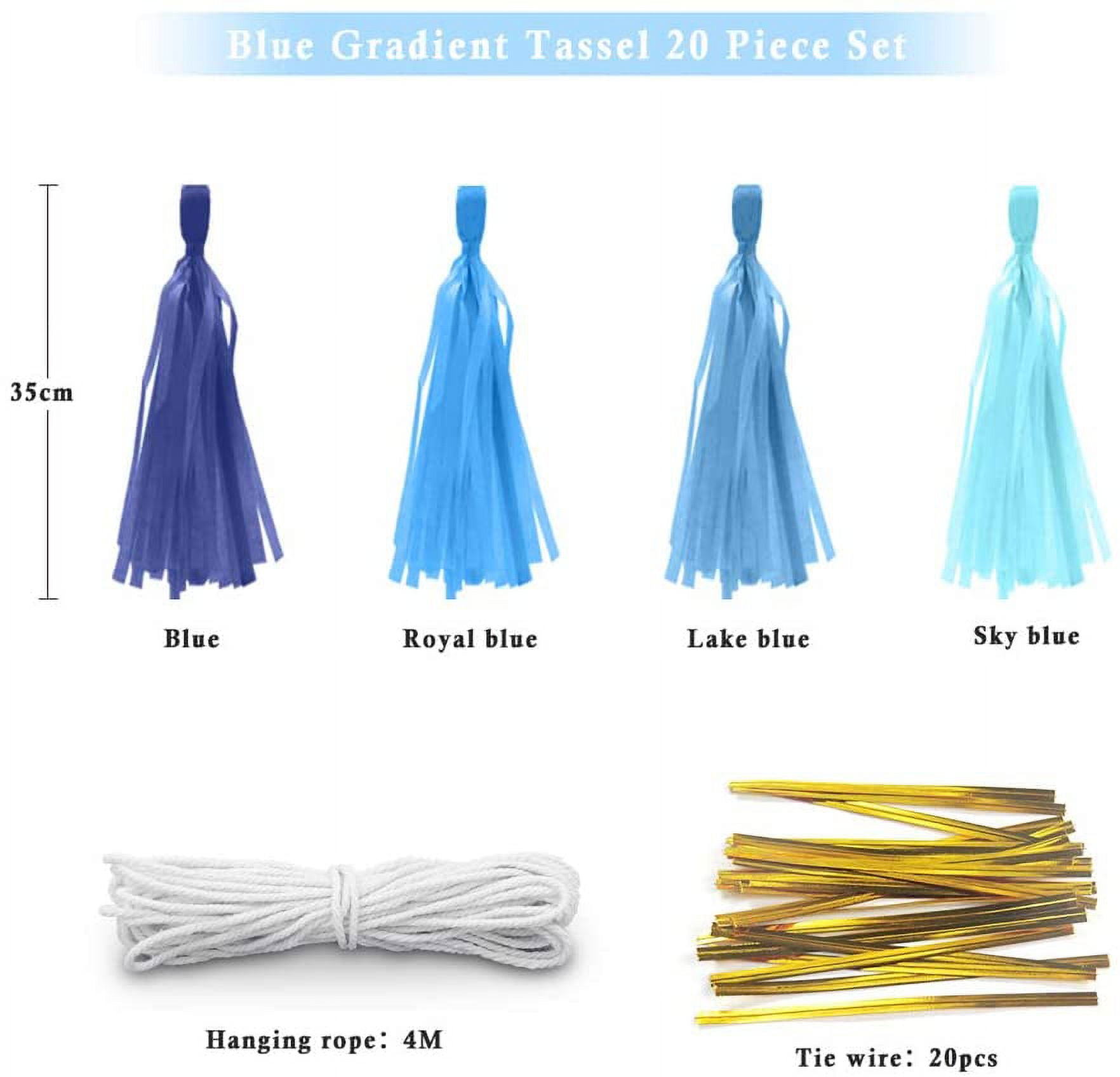 12 Pack Pre-Tied Teal Tissue Paper Tassel Garland With String