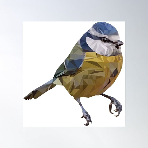 Blue Tit Poster Wall Art, Modern Wall Decor For Living Room Bedroom, 24x24 UNFRAMED
