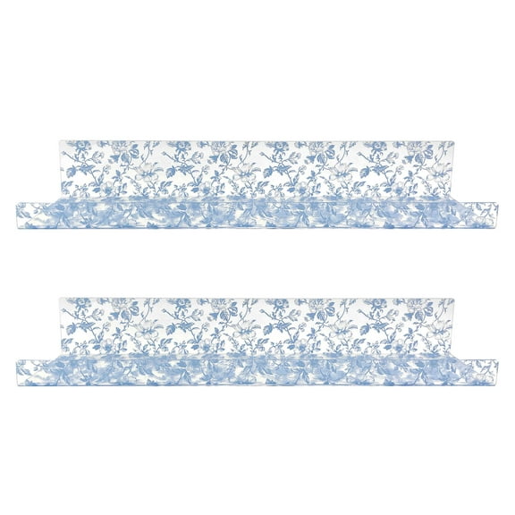 OneDesign Home Blue Toile 20" Acrylic Floating Wall Shelves, Set of 2