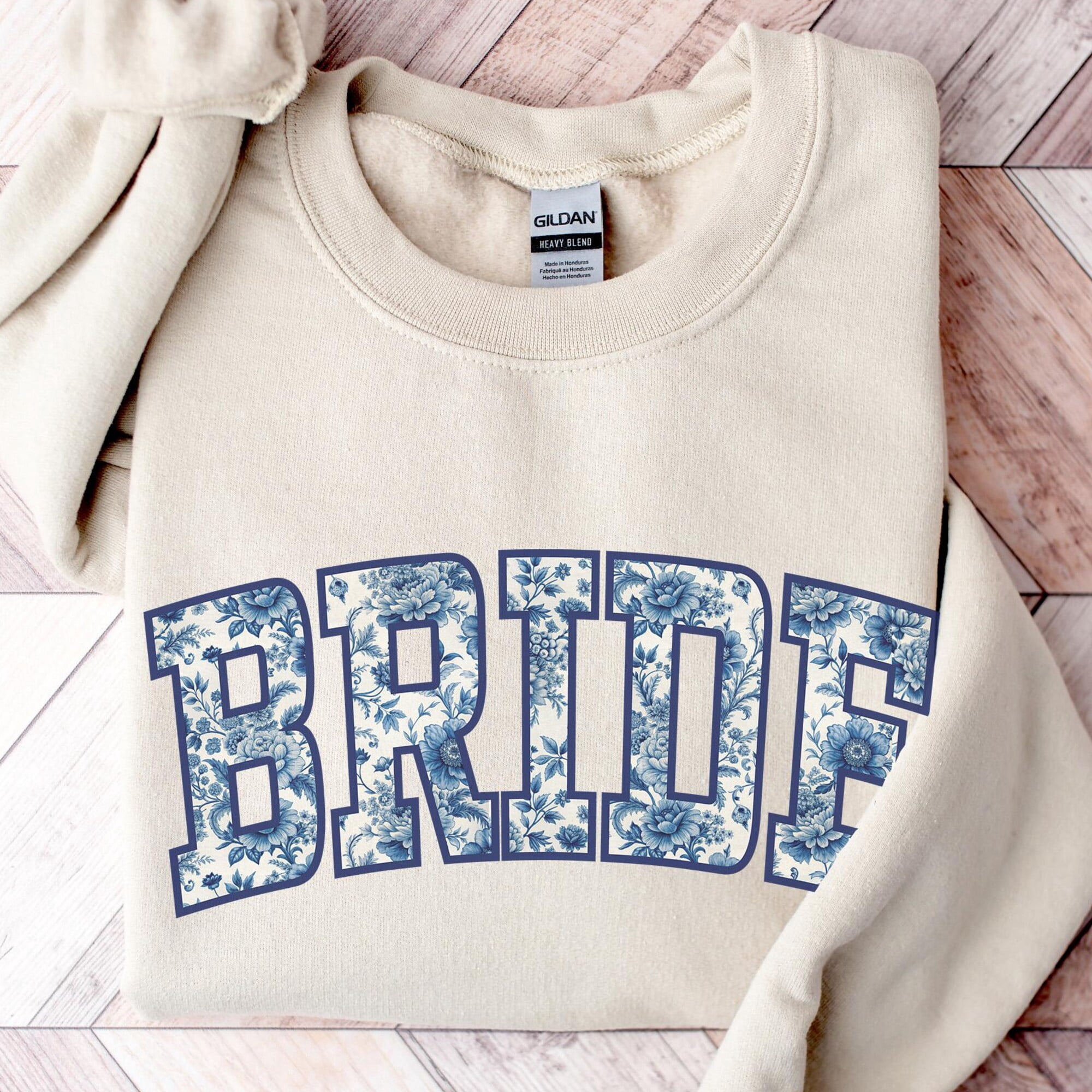Blue Toile Bride TShirt or Hoodie Engaged TShirt Bride to Be Pullover — free download