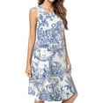 thumbnail image 1 of Blue Toile De Jouy Casual Sleeveless Loose Sundress Dress For Women Summer Dress Daily Woman, 1 of 4