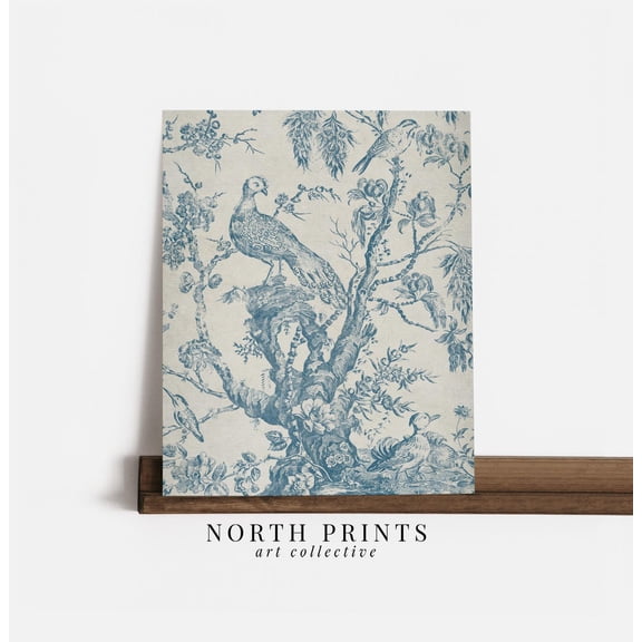 Blue Toile Vintage Tapestry Unframed Paper Print