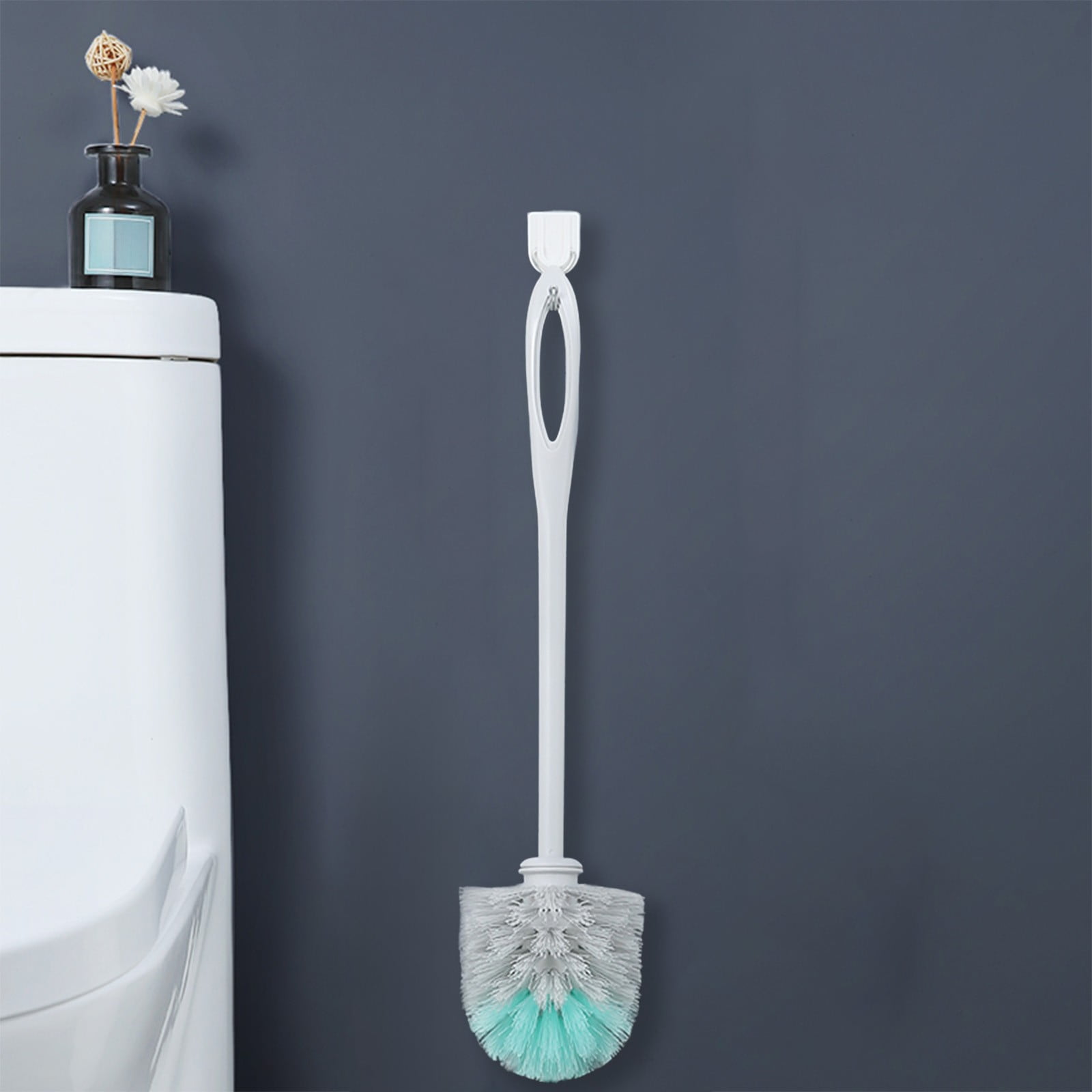 Blue Toilet Brush with Long Handle, Non-Dead Corner Cleaning Tool for ...